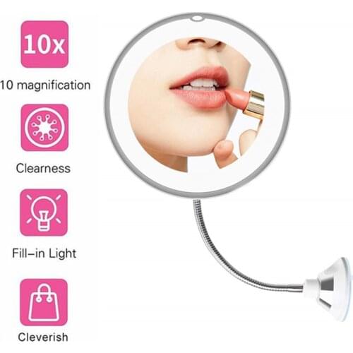 360 Degree Rotation 10X Magnifying Makeup Mirror My Flexible Mirror Folding Vanity Mirror with LED Light Makeup Tools Dropship