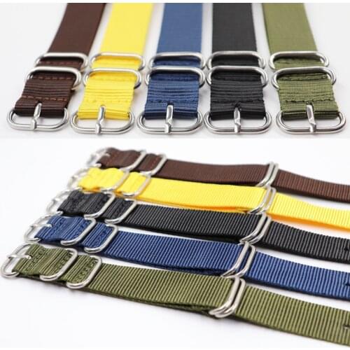 High quality Nylon Resistant Straps18mm 20mm 22mm Yellow Brown Watch Band NATO Strap For Zulu Watchband Buckle Ring