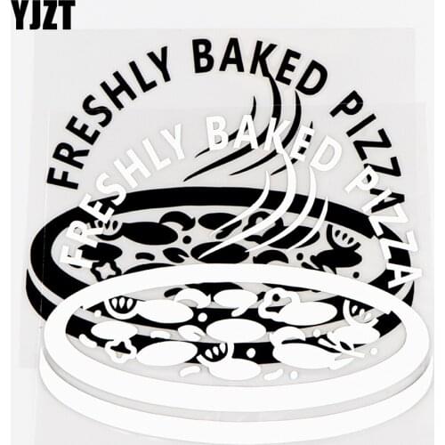 YJZT 14.8×12.4CM Freshly Baked pizza Vinyl Car Sticker Decals Funny Body Decoration Black / Silver 10A-0814