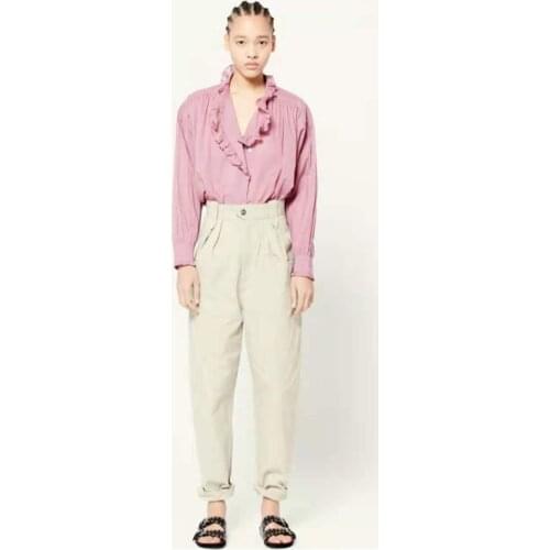 Women Shirt 2021 New Loose Floundered Muslin Blouse In Three Colors for Ladies