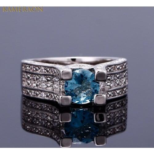 KAMERAON Eiffel Tower Lovers Rings For Female Cubic Zirconia Water Drop Classic Women Jewelry Promise Unique Heart Ring