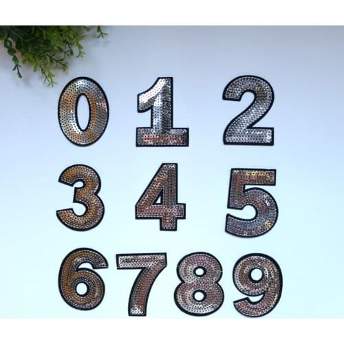 1Pcs Numbers 0~9 Sequins Patches For T-shirt Clothing Iron On Garment Accessories Diy Decoration Apparel Design Applique Patch