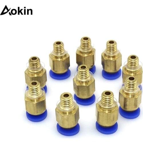 10pcs/lot Pc4-m6 Pneumatic Connectors Bowden Filament J-head Coupler Fittings For Reprap 3d Printer Feeding Hotend