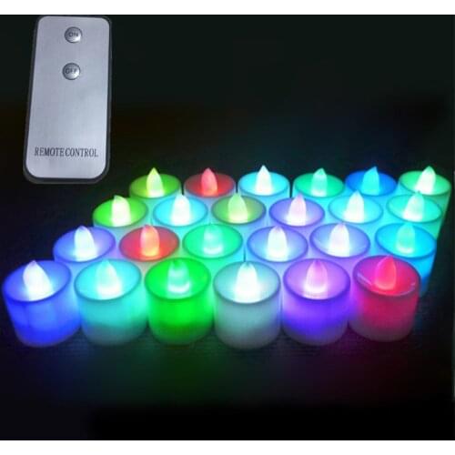 24pcs/set Wireless Remote Control LED Candles Lamp Flameless Flashing Tea Lights Home Wedding Birthday Party Decoration