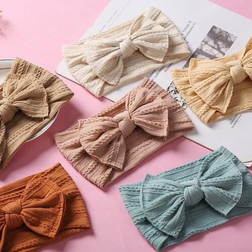 33PC/lot Newborn Baby Cable Knit Nylon Headbands,Infant Knitted Bows Headband Ribbed Bow Nylon Headband,Kid Girls Photo Props
