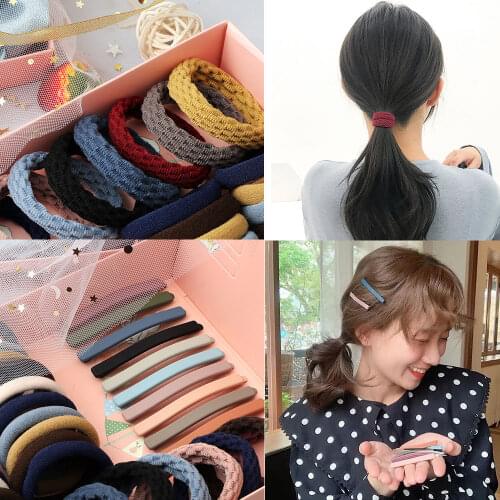 35PCS Girl Solid Color Rubber Band Scrunchie Modilan color Hairpin Korea Style Simple Fashion Elastic Hair Band Hair Accessories