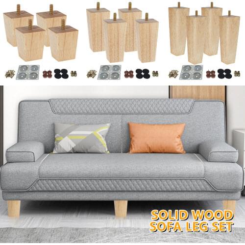 4Pcs/Set Sofa Legs 6/10/15 Cm Square Wooden Furniture Legs Kit Replacement Armchair Cabinet Feet Home Furniture Accessories