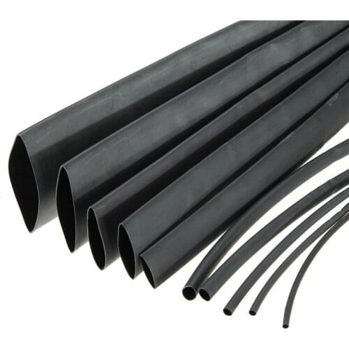 5Pcs Black Weatherproof Heat Shrink Sleeving Tubing Tube Assortment Kit Electrical Connection Electrical Wire Wrap Cable