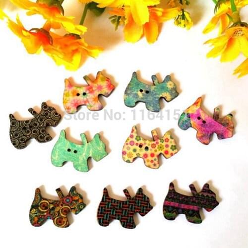 50PCs MIXED Colors Lovely Dog buttons Two Hole bulk Buttons for craft Sewing Scrapbooking 20mm x28mm decorative Products