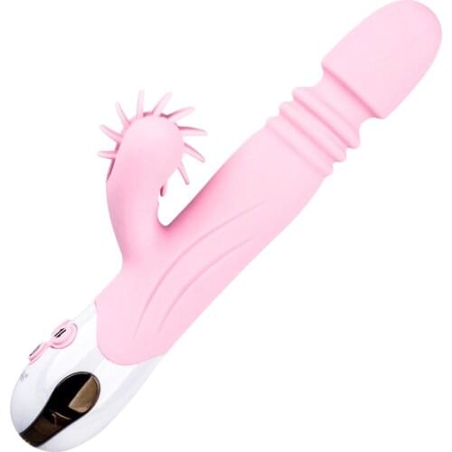 Automatic Retractable Vibrator Tongue Licker Clitoris Dildo G-Spot Vagina Vibration Stick For Women Masturbation Adult Sex Toys