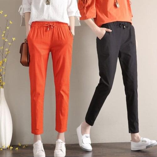 Women Pants Cotton And Linen Cropped Pants Womens Summer Spring And Autumn Pants Loose Casual Pants Flow Pantalones De Mujer