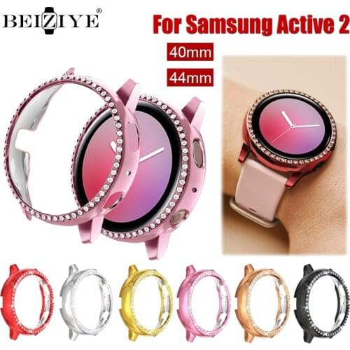 Active 2 Case Diamond PC Cover Case For Samsung Galaxy Watch active 2 40mm 44mm Screen Protector Bumper For Samsung Active 2