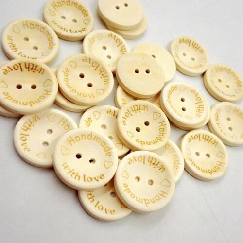 100 PCS 15/20/25mm Handmade Wood Wooden Sewing Buttons Crafts Scrapbooking