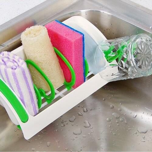 Suction Cups Kitchen Sponge Holder Rack Drying Brush cleaning Sink Cutlery Draining Storage Hanger Rack Clip Rag KC1116