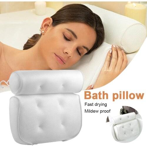 Breathable 3D Mesh Spa Bath Pillow with Suction Cups Neck and Back Support Spa Pillow for Home Hot Tub Bathroom Accessories