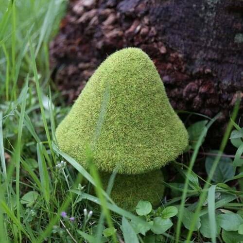 Miniture Simulation Plant Green Flocking Mushroom Resin Decor Artificial Plant Moss Figurine Home Office Ornament Wedding Decor