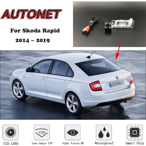 AUTONET Backup Rear View camera For Skoda Rapid 2014 2015 2016 2017 2018 2019 Night Vision/license plate camera/parking Camera