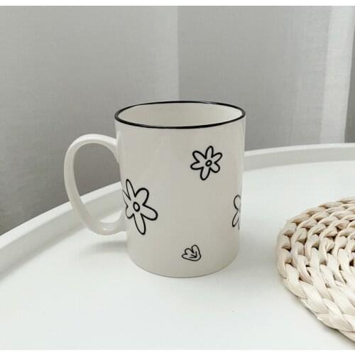 Ceramic Coffee Mugs Korean Creative Printing Couple Cup Kids Girl Gift Travel Smoothie Mug Canecas Breakfast Milk Cups E5MKB