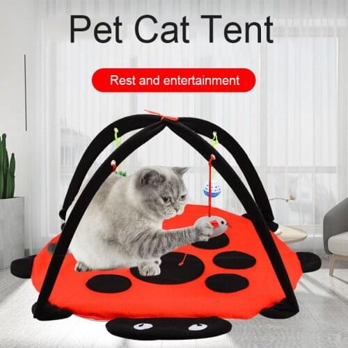 Pet Cat Bed Tent House Collapsible Cozy Plush Kitten Kennel Cushion Funny Cats Toy Outdoor Puppy Nesk Pets Accessories Products