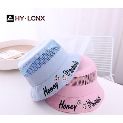 Summer Children Sunscreen Fisherman Hat Boy Fashion Outdoor Breathable Bucket Hat Girl Letter Cartoon Embroidered Sun Hat
