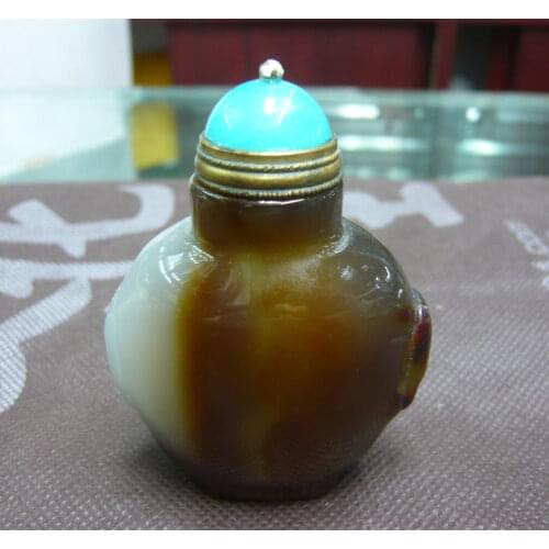 LKbrother Talisman Treasure COLLECTIBLE Royal Natural Agate Wealth Rich Snuff Bottle Totem Hand Carving LLZB