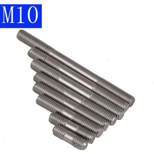 M10 x1.5 30mm - 250mm Metric 304 Stainless Steel Double End Threaded Stud Bolts Screw Rod