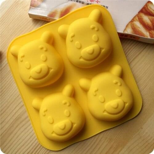 Cartoon Household Goods Winnie The Pooh Yellow Silicon Silica Gel Cake Tools Mould Soft -40~230 Celsius Degree Safe Food Grade