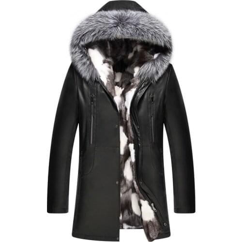 Genuine Leather Jacket Winter Jacket Men Real Sheepskin Coat for Men Natural Fox Fur Warm Coats Plus Size Chaqueta Hombre MY1768