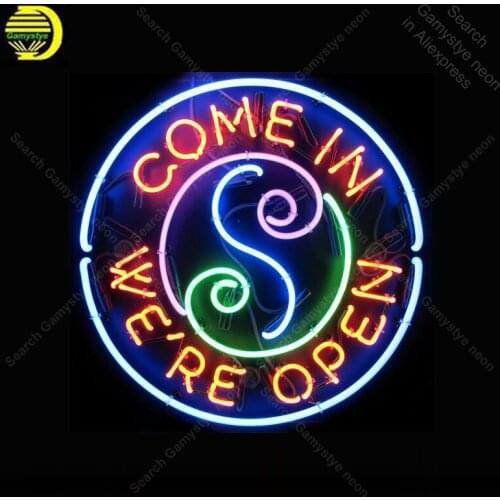 Come in we are open NEON SIGN REAL GLASS BEER BAR PUB Sign LIGHT SIGN STORE DISPLAY ADVERTISING LIGHTS Art Decor lamp for sale