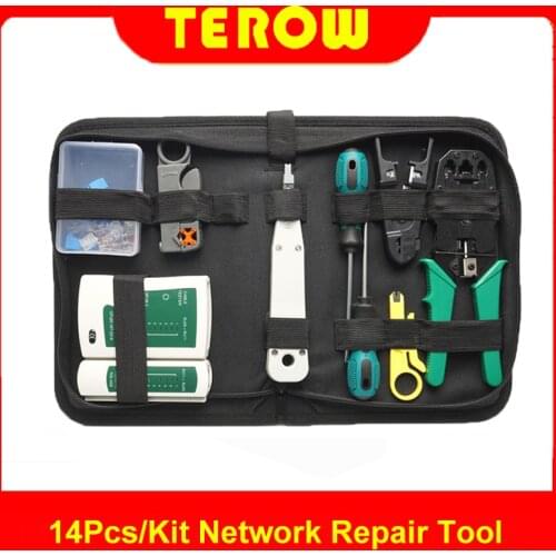 Computer Network Repair Tool Kit LAN Cable Tester RJ45 RJ11Wire Cutter Screwdriver Pliers Crimping Maintenance Tool Set Bag