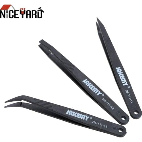 NICEYARD 3PCS/set Flat/Pointed/Curved Forceps Anti-static Tweezers Set Plastic Tweezers Phone Laptop Electronic Repair Tools