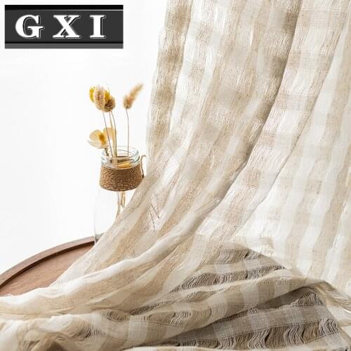 New American Country Hemp Fabric Mesh Hollow Tulle Curtain For living Room Bedroom Japanese Linen Sheer Curtain Custom