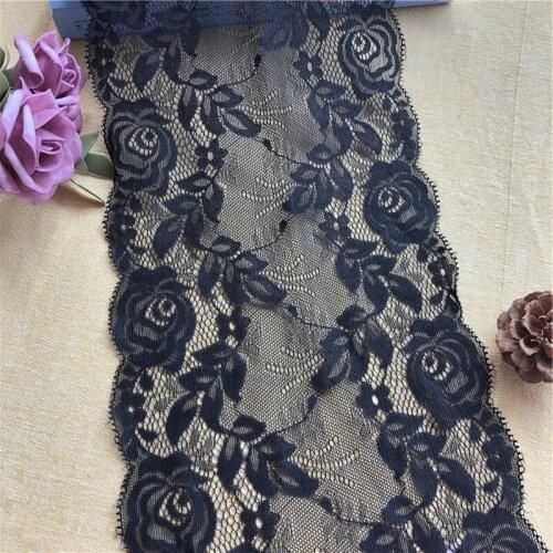 17.5cm New Black Wide Stretch Embroidery Decal Lace Fabric Accessory Robe Ladies Underwear Clothing Decoration