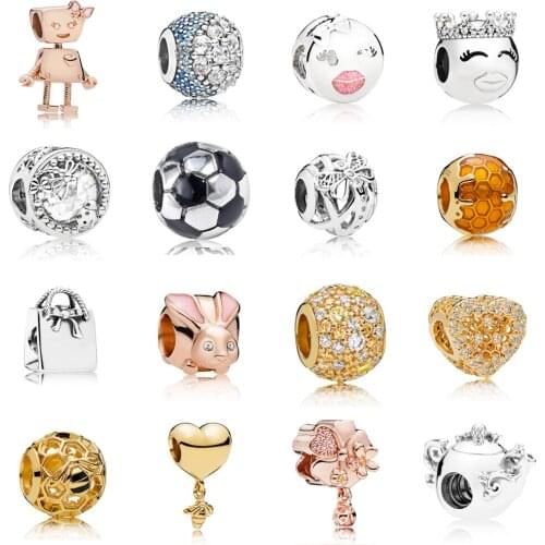 NEW 2021 100% 925 Sterling Silver Robot Little White Rabbit Love Charm Pendant Fit DIY Original Bracelet Fshion Jewelry Gift