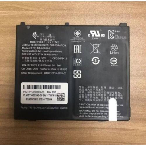 New 3.8V 6350mAh rechargeable replacement battery for Zebra battery BT-000393