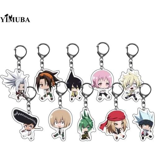 New Shaman King Acrylic Keychain Yoh Asakura Kyoyama Anna Cute Q Version Anime Figures Pendant Key Chain Jewelry Toy Collectible