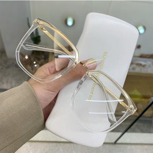 Oulylan Transparent Glasses Women Computer Anti Blue Light Eyeglasses Frames Men Oversized Styles Optical Spectacle Myopia Frame