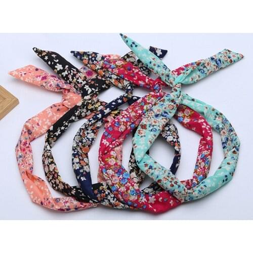 Sale Women Hair Accessories Fashion Headband Fabric Cross Knotted Bow Chiffon Floral Hair Band Korea Headdress ladies Hoop