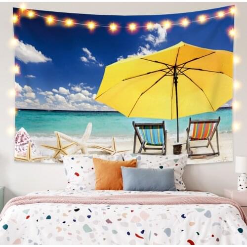 Natural Landscape Tapestry Tropical Hawaiian Beach Scenery Wall Hanging Dorm Bedroom Living Room Fashion Art Boho Decoration