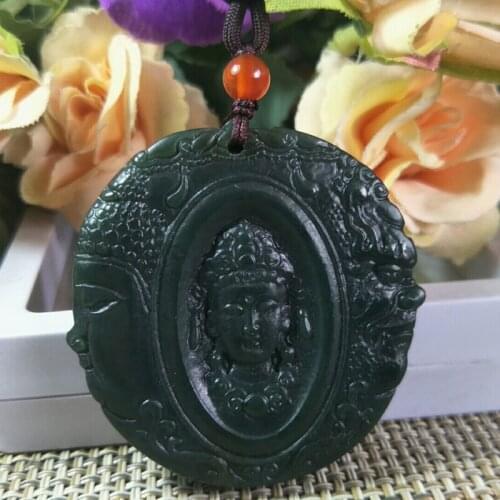 Natural HeTian Jade To Become a Buddha Jade Pendant Jewelry Lucky Exorcise Evil Spirits Safety Auspicious Amulet Fine Jewelry