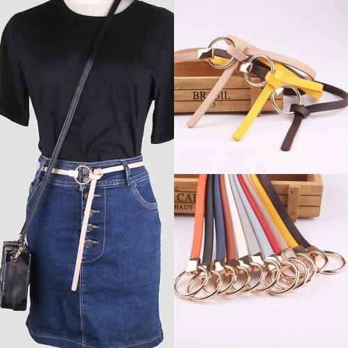 Sale Female Belt for Women big circle design Thin PU Leather Jeans Girdles Loop strap Belt For dress coat accessories 1cm