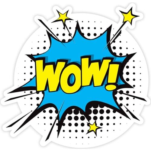 S40300# Various Sizes PVC Decal WOW Yellow Car Sticker Waterproof on Bumper Rear Window Laptop Refrigerator Toilet