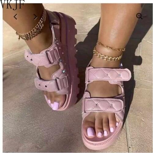 Retro Womens Sandals Fashion Flower Print Sewing Shoes Rhinestone Design Summer Sandals Soft Paltform Sandalias De Mujer