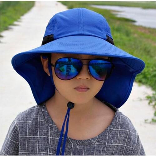 Boy Fishing Hat 99.9% UV Block Sun Shade Wide Cap Waterproof Heat Insulate Outdoor Fishing Camping Swimming Beach Fisherman Hats