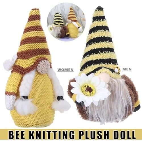 Bumble Bee Gnome Elf Ornament Scandinavian Tomte Women Men Home Decor Cloth Miniatures Plush Doll Ornaments