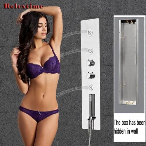 Concealed Thermostatic Shower Mixer Wall Mounted Bathroom Faucet Panel Tap Temperature Control Valve Controller Massage Jets