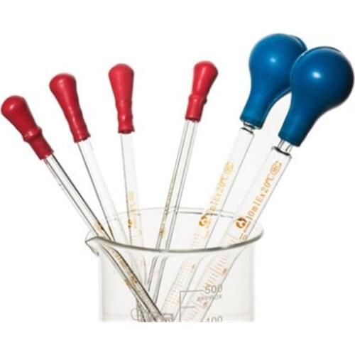 Glass pipette with rubber bulb laboratory chemistry dropper dispensing Lab Supplies 0.5ml 1ml 2ml 3ml 4ml 5ml 10ml