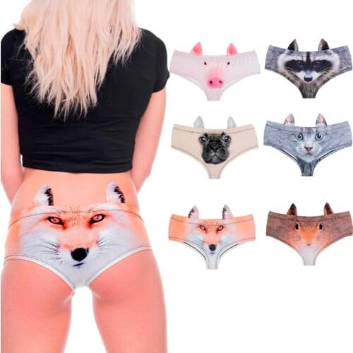 Ladies Sexy Panties Funny Animal Print Ear Womens Underwear Breathable Thongs Soft Comfortable Briefs Girls Lingerie Underpants