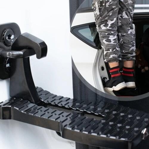 Universal Aluminum Car Auxiliary Pedal Roof Top Rack Access Pedal Hook NonSlip Foot Rest Safety Hammer For SUV Jeep Trunk Ladder