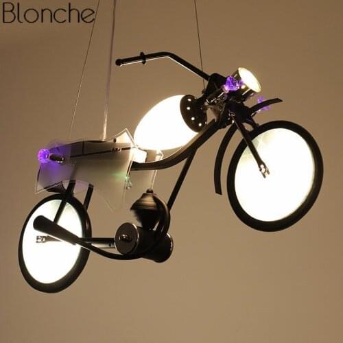 Vintage Motorcycle Pendant Lights Led Moto Hanglamp Industrial Decor Hanging Lamp for Childrens Room Bedroom Lighting Fixtures